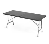 Christow Folding Garden Table Rattan Effect 6ft Outdoor Dining 6 Seater in Black Christow Black