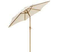 Christow Garden Parasol 2.4m Tilting Outdoor Umbrella Steel Pole Wood Effect Finish UV30+ in Beige Christow Beige