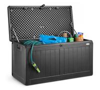 Christow Garden Storage Box Waterproof Outdoor Utility Cushion Tool Chest 190L in Black Christow Black