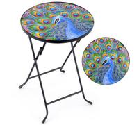 Christow Glass Bistro Table With Peacock Design