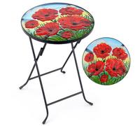 Christow Glass Bistro Table With Poppy Design