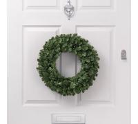 Christow Green Spruce Christmas Wreath, 45cm | Plain Artificial Wreath, Bushy Dual-Tone PVC Needles, Metal Hanging Frame, Easy to Display, Ideal for Doors & Mantels