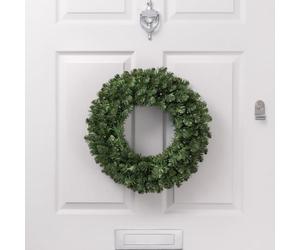 Christow Green Spruce Christmas Wreath, 45cm | Plain Artificial Wreath, Bushy Dual-Tone PVC Needles, Metal Hanging Frame, Easy to Display, Ideal for Doors & Mantels