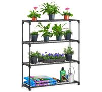 Christow Greenhouse Single Staging 4 Tier Garden Shelving Plant Stand Rack 107.5cm x 90cm x 30cm in Black | Size: 107.5 cm x 90 cm x 30 cm Christow Black 107.5 cm x 90 cm x 30 cm