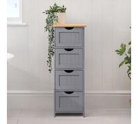 Christow Grey Bathroom Drawer Unit Floor Storage Cabinet With Bamboo Top 82cm Christow Grey
