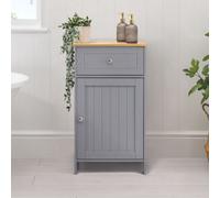 Christow Grey Bathroom Drawer Unit Storage Cupboard Cabinet With Bamboo Top