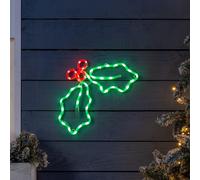 Christow Holly Christmas Rope Light Silhouette LED Wall Window Decoration 32cm x 45cm | Size: 32 cm x 45 cm Christow Multicolor 32 cm x 45 cm