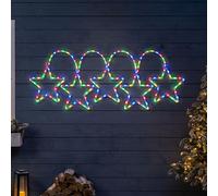 CHRISTOW Large 5 Star Christmas Light, 200cm, Multi-Coloured LEDs | Rope Light Wall Decoration, 8 Flash Modes & Static, Memory Function, Neon-Style Glow, Mains Powered, Indoor & Outdoor Display