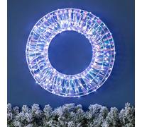 Christow Light Up Christmas Wreath 38cm, Iridescent White Micro LED Hanging Door Wall Window Decoration, Mains Powered, Indoor Outdoor Home Garden (300 LEDs)