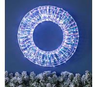 Christow Light Up Christmas Wreath Iridescent White LED Xmas Door Decoration 38cm (S) 50cm (L) | Size: Small Christow Multicolor Small