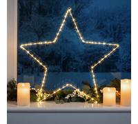 Christow Light Up Star Christmas Decoration Micro Led Wall Table Ornament With Timer 60Cm