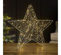 Christow Light Up Star Decoration Micro LED Christmas Ornament Battery Operated 35cm (S) 55cm (L) in Silver | Size: Small Christow Silver Small