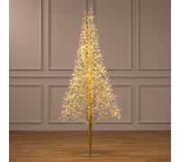 Christow Micro LED Starburst Christmas Tree, 1,200 Warm White LEDs, 1.5m | Gold-Wrapped Branches, Flexible Starburst Shape, 6-Hour Timer, Mains Powered, 5m Cable, Ground Stakes, Indoor & Outdoor Use