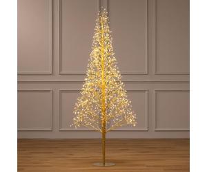 Christow Micro LED Starburst Christmas Tree, 1,200 Warm White LEDs, 1.5m | Gold-Wrapped Branches, Flexible Starburst Shape, 6-Hour Timer, Mains Powered, 5m Cable, Ground Stakes, Indoor & Outdoor Use
