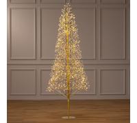 Christow Micro LED Starburst Christmas Tree, 1,600 Warm White LEDs, 1.8m | Gold-Wrapped Branches, Flexible Starburst Shape, 6-Hour Timer, Mains Powered, 5m Cable, Ground Stakes, Indoor & Outdoor Use