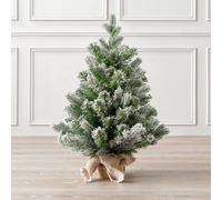Christow Mini Christmas Tree Artificial Flocked Snowy Green Pine Potted 2ft Christow Green