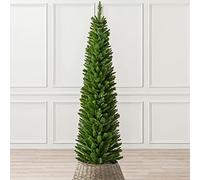 Christow Pencil Christmas Tree 6ft, Artificial Slim Narrow Green Spruce, Luxury Indoor Xmas Decoration, Natural Looking PE & PVC Needles, Easy Assembly with Stand, Tip Count 321 (skirt not included)