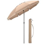 Christow Portable Beach Parasol Tilting Garden Sunshade Umbrella UV Resistant 2m in Brown Christow Brown