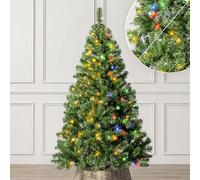 Christow Pre-Lit Artificial Christmas Tree 5ft with Dual-Colour LED Lights (Switch from Warm White to Multi-Coloured, Aspen Spruce, Bushy PVC Tips, 11 Modes - Colour Changing, Timer, 97cm Diameter