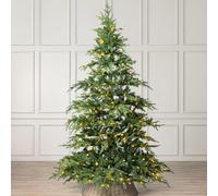 Christow Pre-Lit Christmas Tree 8ft with Dual-Colour LED Lights (Switch from Warm White to Multi-Coloured), Nordmann Fir, Realistic PE & PVC Tips, 11 Modes with Colour Changing, Timer, 145cm Diameter