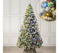 Christow Pre-Lit Christmas Tree Chamonix Spruce Colour Switch 5ft 6ft 7ft 8ft in Green Christow Green 8ft