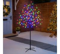 Christow Pre Lit Christmas Tree Cherry Blossom Light Led Indoor Outdoor Decoration 5Ft 150 Led Multicoloured