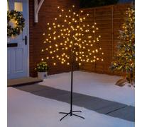 Christow Pre Lit Christmas Tree Cherry Blossom Light Led Indoor Outdoor Decoration 5Ft 150 Led Warm White