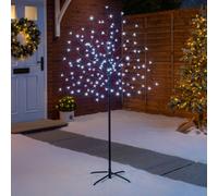 Christow Pre Lit Christmas Tree Cherry Blossom Light Led Indoor Outdoor Decoration 5Ft 150 Led White