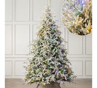 Christow Pre Lit Christmas Tree Verbier Fir Colour Switch & Timer 6Ft 7Ft 8Ft