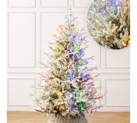 Christow Pre Lit Christmas Tree Verbier Fir Colour Switch & Timer 6Ft 7Ft 8Ft
