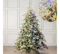 Christow Pre Lit Christmas Tree Verbier Fir Colour Switch & Timer 6ft 7ft 8ft in Green Christow Green 8ft
