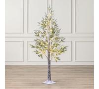 Christow Pre-Lit Halden Fir Flocked Christmas Tree, 5ft