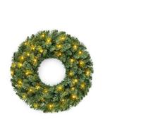 Christow Pre-Lit Plain Spruce Christmas Wreath, 50 Dual-Colour LEDs, 60cm | Warm White to Multi-Colour, 11 Light Settings, Dual-Tone PVC Tips, IP44 Battery Pack, Timer Function