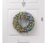 Christow Pre-Lit Snow Flocked Christmas Wreath 45Cm