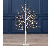 Christow Pre-Lit White Birch Twig Tree, 48 Warm White LEDs, 4ft | Flexible Branches, Waterproof Bark-Effect Wrap, Mains Powered, 5m Cable, Root-Effect Stand & Ground Stakes, Indoor & Outdoor