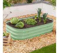 Christow Rectangle Raised Garden Bed Galvanised Steel Planter Sage 120Cm