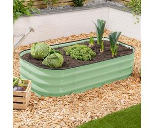 CHRISTOW Rectangle Raised Garden Bed, Sage Green, 120cm x 60cm | Galvanised Steel Construction, Raised Design for Healthy Growth, Open Base for Drainage, Removable Protective Rubber Rim