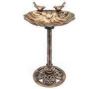 CHRISTOW Resin Bird Bath, Clam Shell Design, Bronze | Decorative Clam Shell Bowl, Rustic Metal-Effect Finish, Weather-Resistant Resin, Ground Pegs Included, Garden Bird Bath