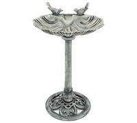 CHRISTOW Resin Bird Bath, Clam Shell Design, Grey