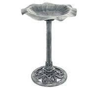 CHRISTOW Resin Bird Bath, Lily Leaf Design, Grey