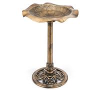 Christow Rustic Metal Effect Leaf Bird Bath Bronze