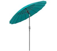 CHRISTOW Shanghai Parasol Garden Umbrella Adjustable Tilting Sun Shade with UV Protection and Crank 2.6m (Turquoise)