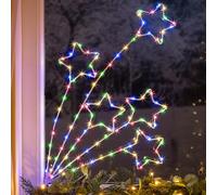 CHRISTOW Shooting Star Christmas Light, Multi Coloured Flashing Micro LED Decoration, Wire Frame Silhouette, Indoor Outdoor Wall Window, Mains Operated (H58cm x W35cm)