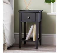 CHRISTOW Slim Bedside Table, Drawer & Shelf, Black | Modern Bedside Table, Slim Space-Saving Design, Storage Drawer & Shelf, Durable MDF Construction, H57cm x W32cm x D32cm