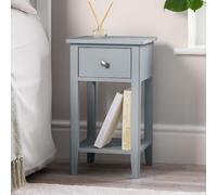 CHRISTOW Slim Bedside Table, Drawer & Shelf, Grey | Modern Bedside Table, Slim Space-Saving Design, Storage Drawer & Shelf, Durable MDF Construction, H57cm x W32cm x D32cm