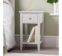 CHRISTOW Slim Bedside Table, Drawer & Shelf, Natural | Modern Bedside Table, Slim Space-Saving Design, Storage Drawer & Shelf, Durable MDF Construction, H57cm x W32cm x D32cm