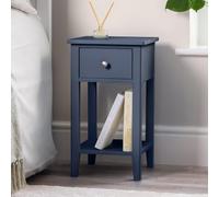 CHRISTOW Slim Bedside Table, Drawer & Shelf, Navy Blue | Modern Bedside Table, Slim Space-Saving Design, Storage Drawer & Shelf, Durable MDF Construction, H57cm x W32cm x D32cm