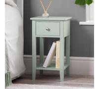 CHRISTOW Slim Bedside Table, Drawer & Shelf, Sage Green | Modern Bedside Table, Slim Space-Saving Design, Storage Drawer & Shelf, Durable MDF Construction, H57cm x W32cm x D32cm