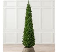 Christow Slim Christmas Tree 5ft 6ft 7ft Artificial Corner Pencil Xmas Spruce with Base Stand in Green Christow Green 7ft