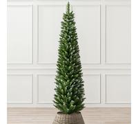 Christow Slim Christmas Tree 5ft 6ft 7ft Artificial Snow Frosted Corner Pencil Xmas Spruce in Green Christow Green 7ft